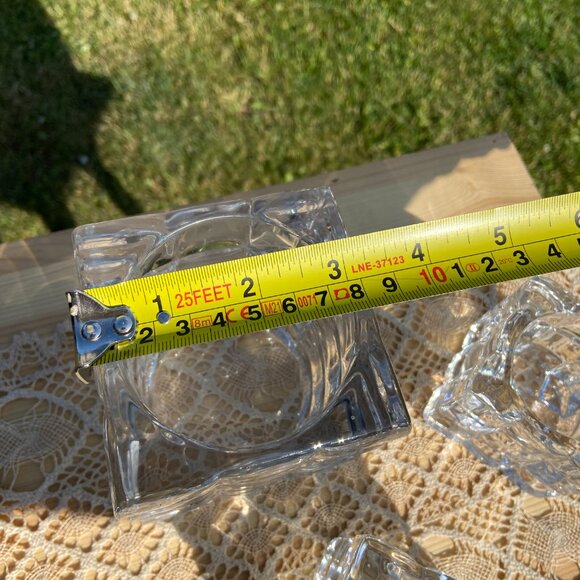 ✨3 for $20✨Vintage  Clear Cut Crystal Square Textured Ice Cube Candle Holders - Picture 4 of 8